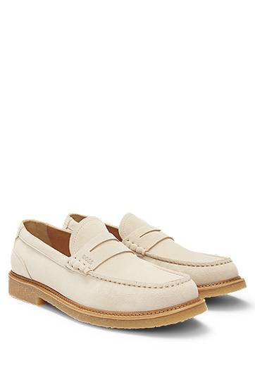 Tilbehør BOSS Suede Moccasins with Crepe Outsole Beige | 50541772