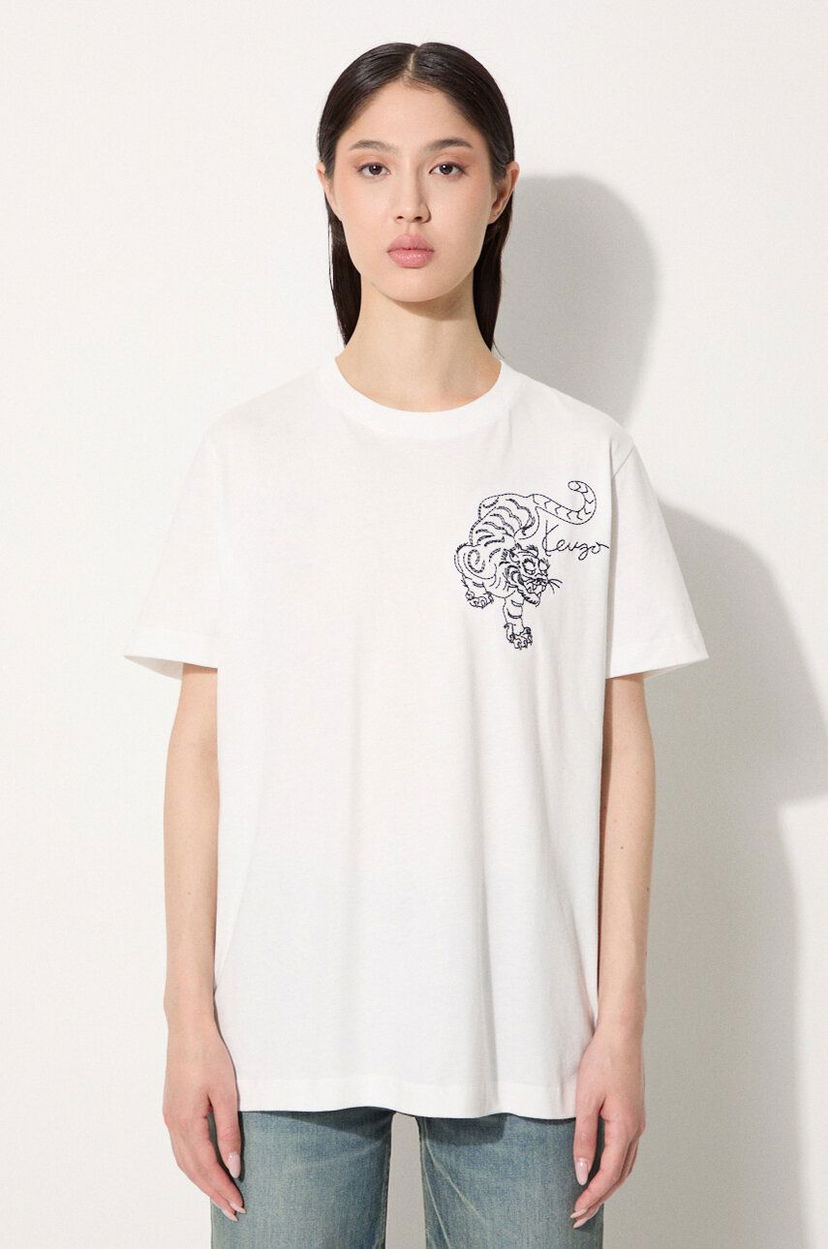 T-shirt KENZO Gots Star Tiger Emb Loose T-Shirt Hvid | FE62TS1354SG.02