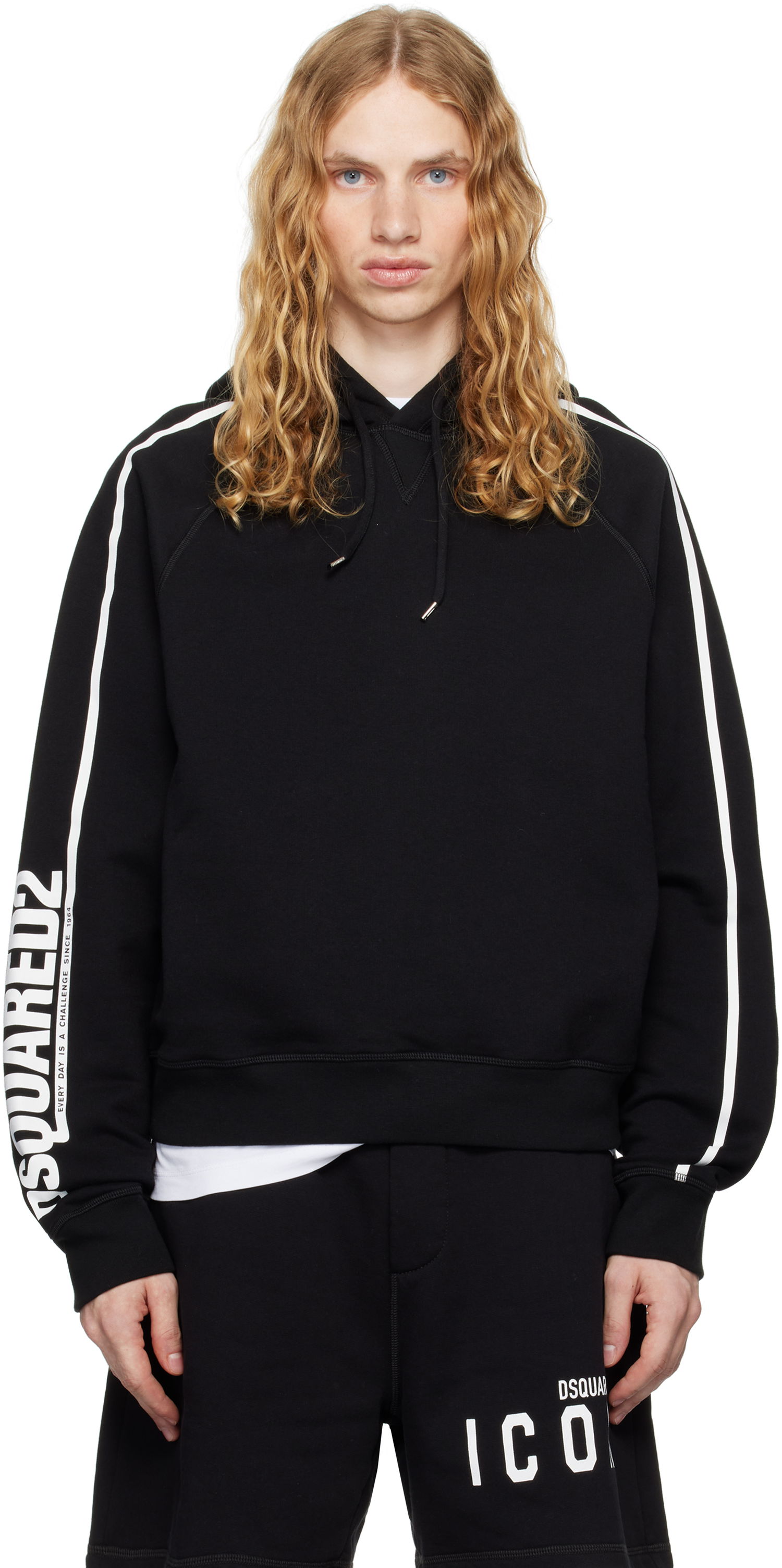Sweatshirt DSQUARED2 Raglan Fit Hoodie Sort | S71GU0713_S25516, 0
