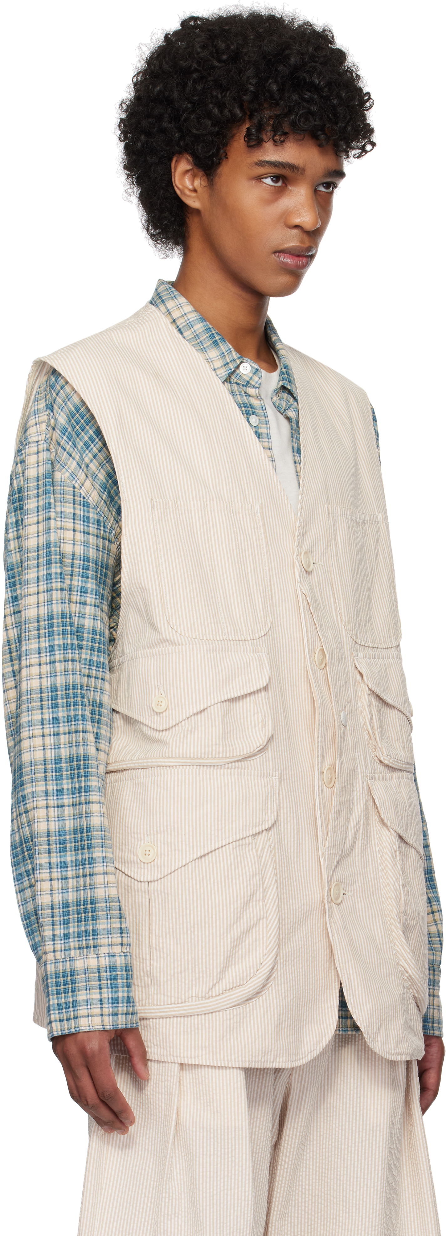 Vest Engineered Garments Engineered Garments Hunting Vest Beige | 25S1D079, 1