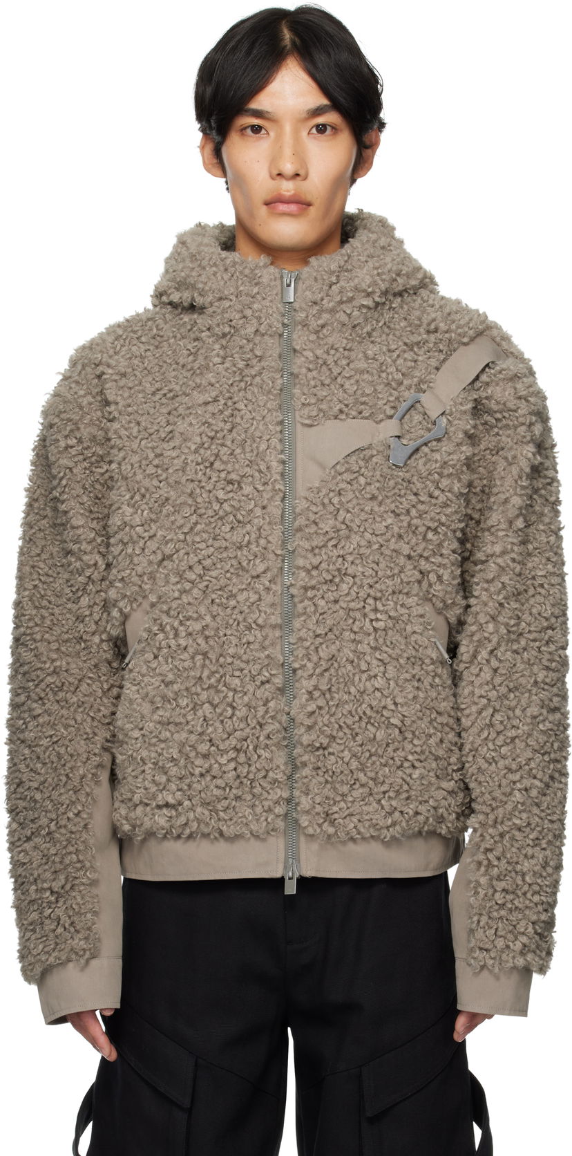 Jakke HELIOT EMIL Heliot Emil Chiaroscuro Fleece Hooded Jacket Grå | PREAW25_M_02_155_DST19
