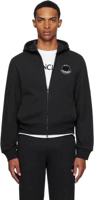 Sweatshirt Moncler Moncler Logo Cotton Zip-Up Hoodie Sort | K20918G0002389AZU, 0