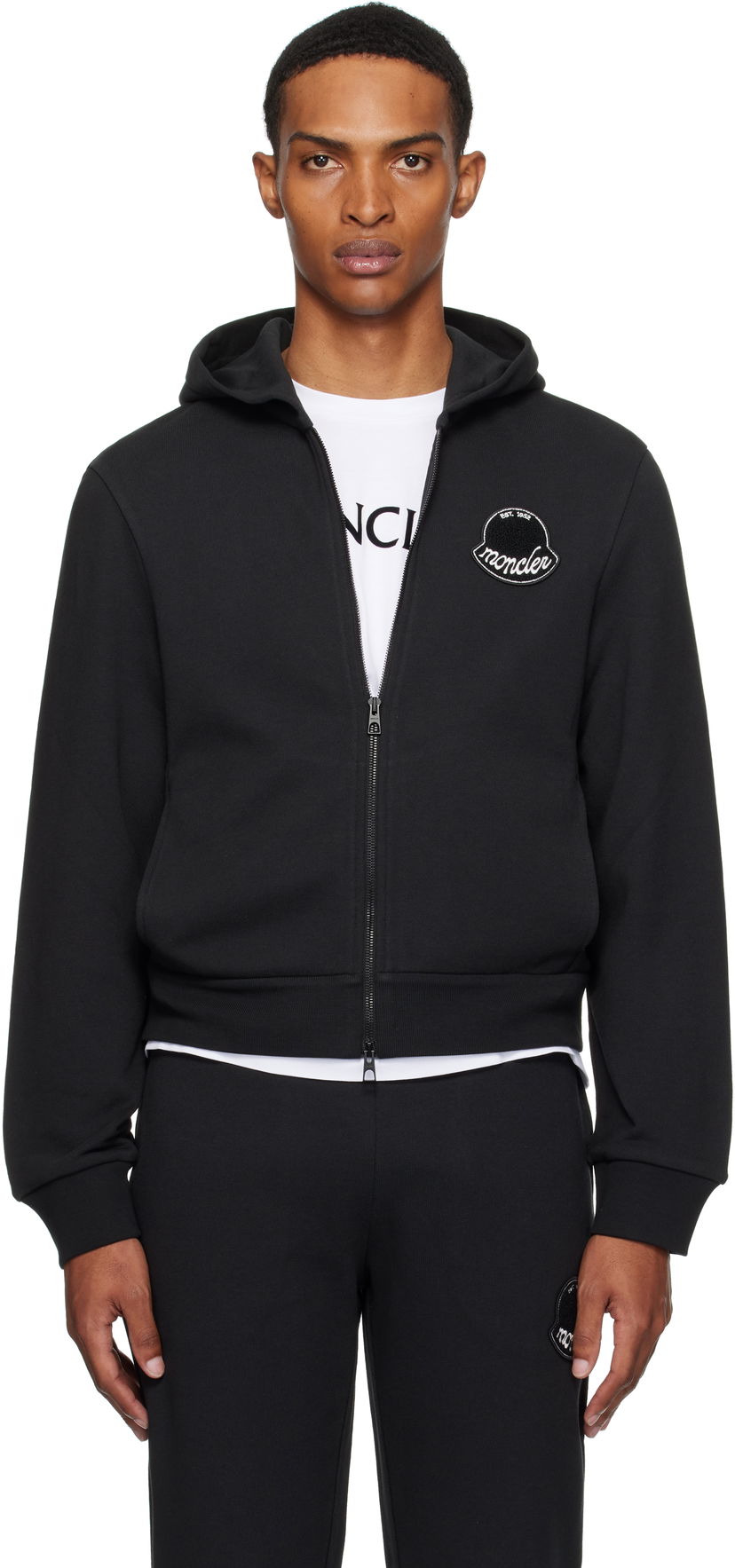 Sweatshirt Moncler Moncler Logo Cotton Zip-Up Hoodie Sort | K20918G0002389AZU