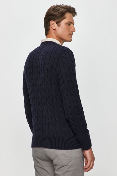 Sweater Polo by Ralph Lauren Cotton Cable Crew Knit Mørkeblå | 710775885001, 2