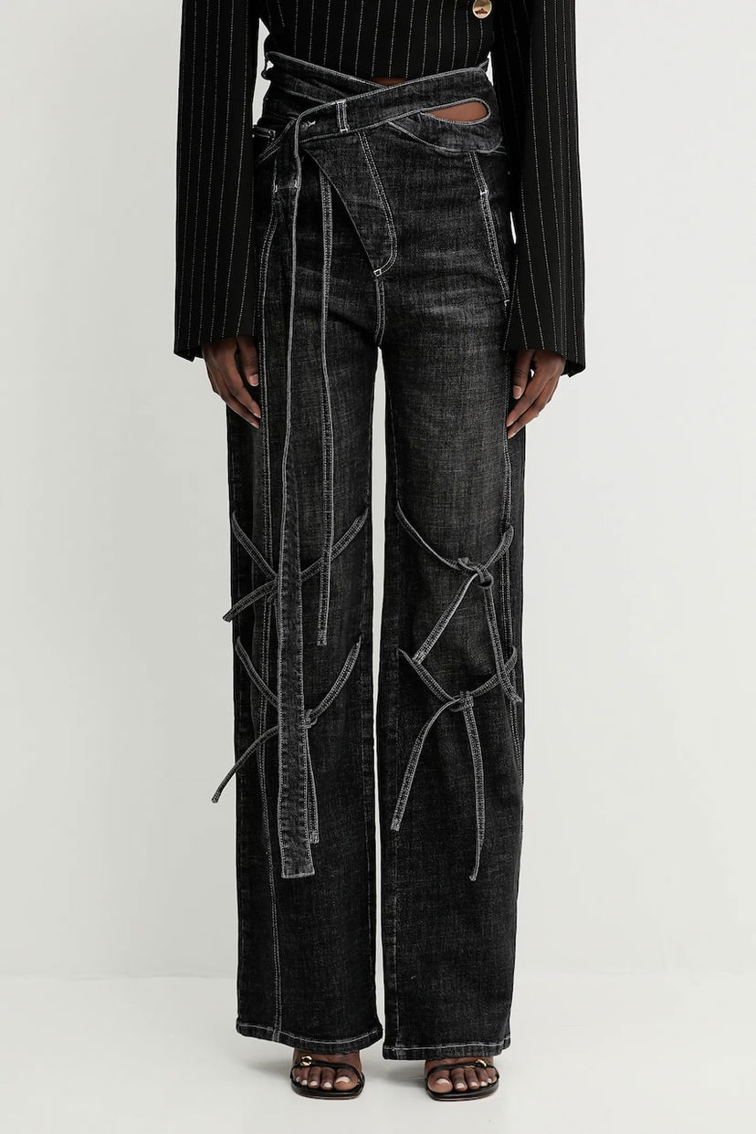 Jeans Ottolinger Ottolinger Strappy Signature Wrap High-Waist Jeans Sort | 117.202617.01