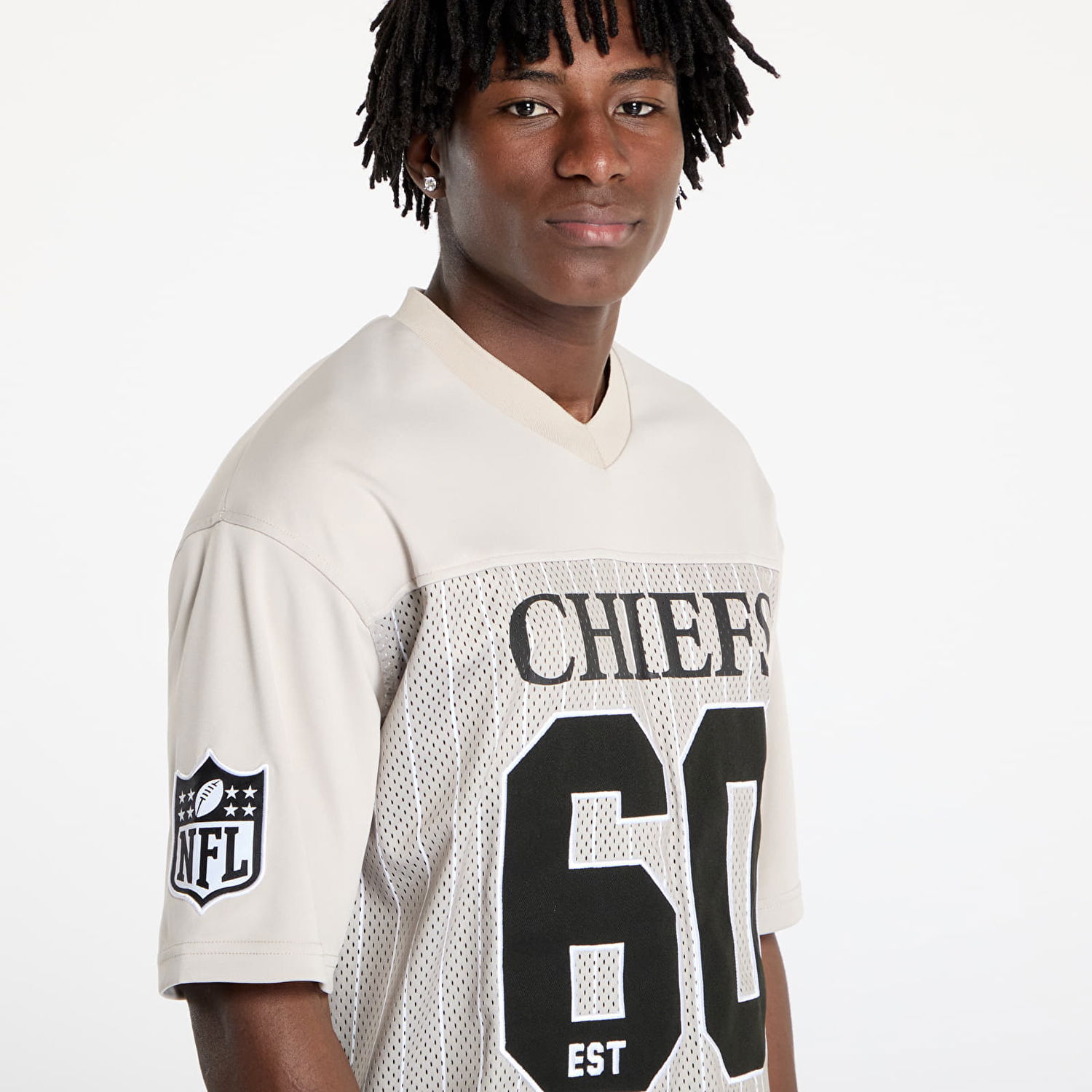 Jersey New Era New Era Kansas City Chiefs NFL Pinstripe Jersey Beige | 60667924, 1