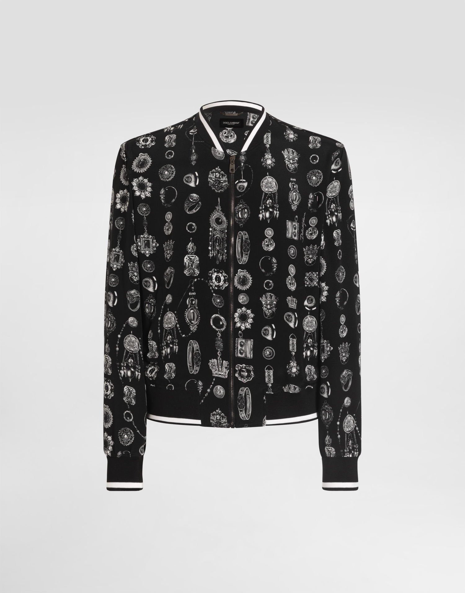 Bomberjakke Dolce & Gabbana Jewel-print Marocain Crêpe Jacket Sort | G9BLMTIS1ZWHH5QP, 0