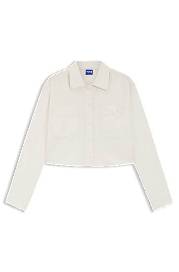 Skjorte BOSS Relaxed-fit blouse in cotton with Happy logo Beige | 50542967, 0