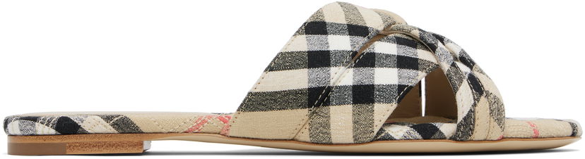 Tøj Burberry Burberry Check Cabana Slides Beige | 8111378