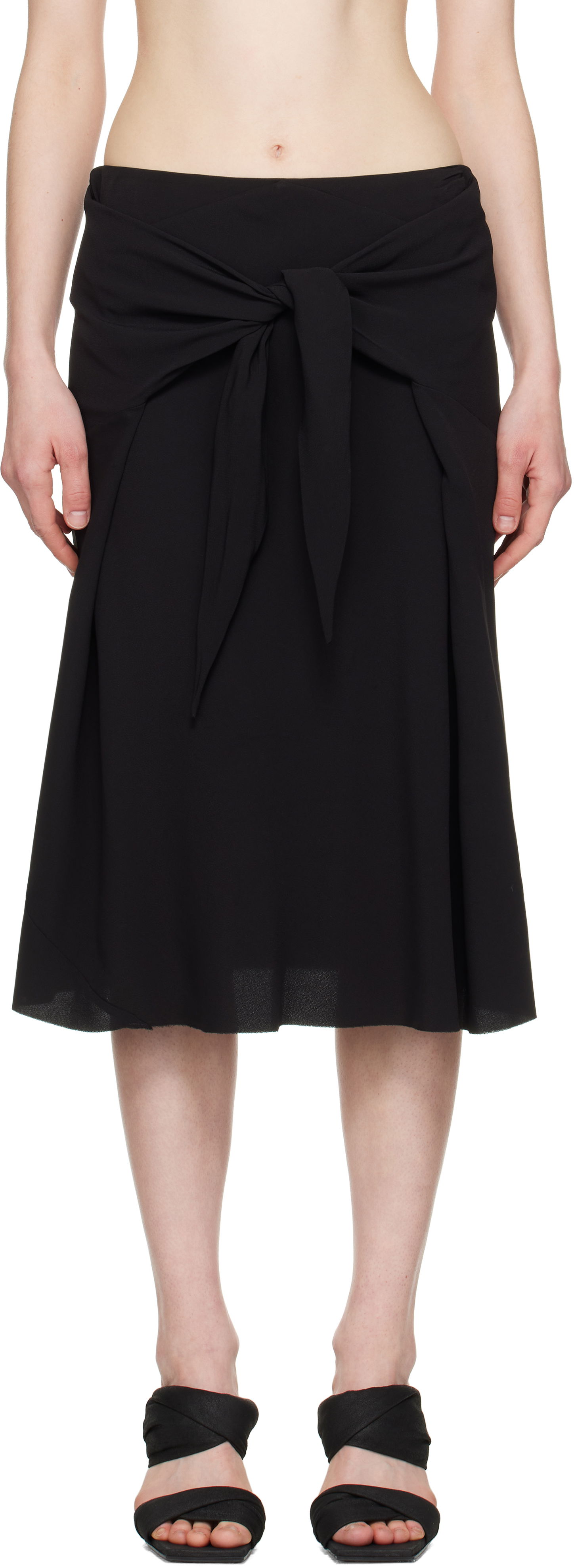 Nederdel Rick Owens Rick Owens Hollywood Strutter Tie Midi Skirt Sort | RP01E7372 Y, 0