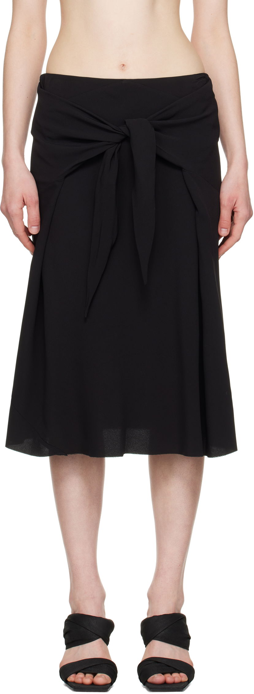 Nederdel Rick Owens Rick Owens Hollywood Strutter Tie Midi Skirt Sort | RP01E7372 Y