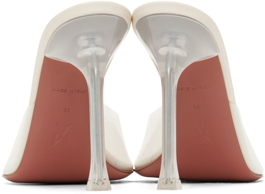 Tilbehør Amina Muaddi Amina Muaddi Alexa Glass Slipper 105 Heeled Sandals Hvid | ALEXA GLASS SLIPPER 105 SR PVC, 1