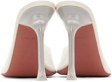 Tilbehør Amina Muaddi Amina Muaddi Alexa Glass Slipper 105 Heeled Sandals Hvid | ALEXA GLASS SLIPPER 105 SR PVC, 1