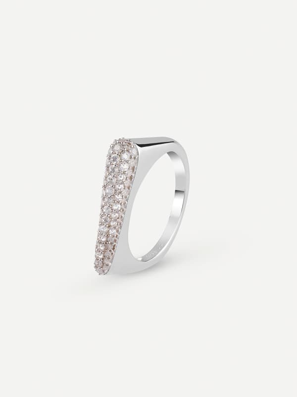 Ring GUESS Silver Tone Ring with Pave Crystals Metalisk | JSBR04503JW, 0
