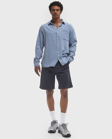 Skjorte Edmmond Studios Gauze Snap Shirt Blå | 125-10-08540, 2