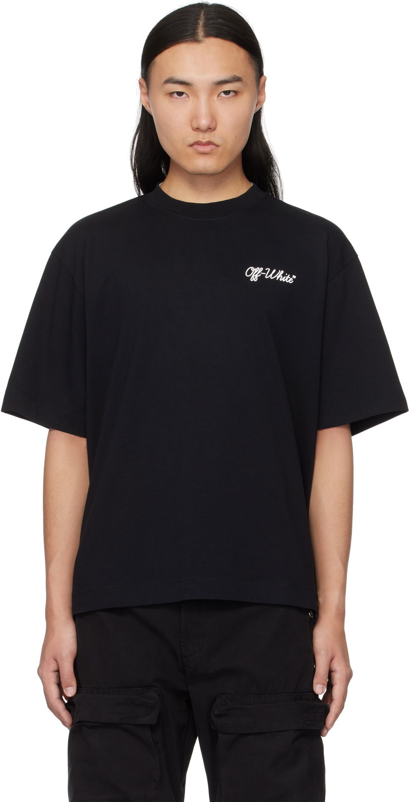 T-shirt Off-White Black Script T-Shirt Sort | OMAA120C99JER00D1001