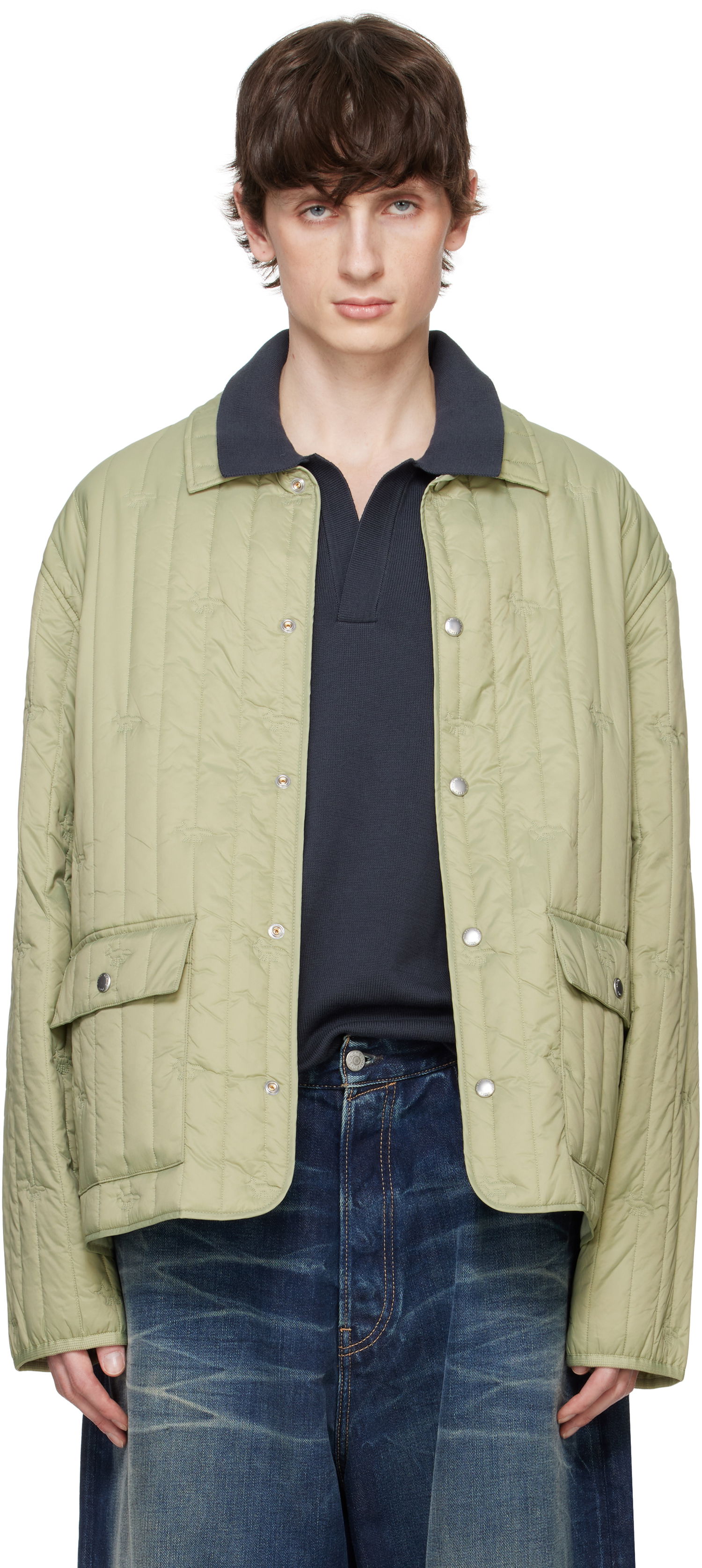 Puffer jakke MAISON KITSUNÉ Maison Kitsuné Quilted Chore Jacket Grøn | OM02114WW9047, 0