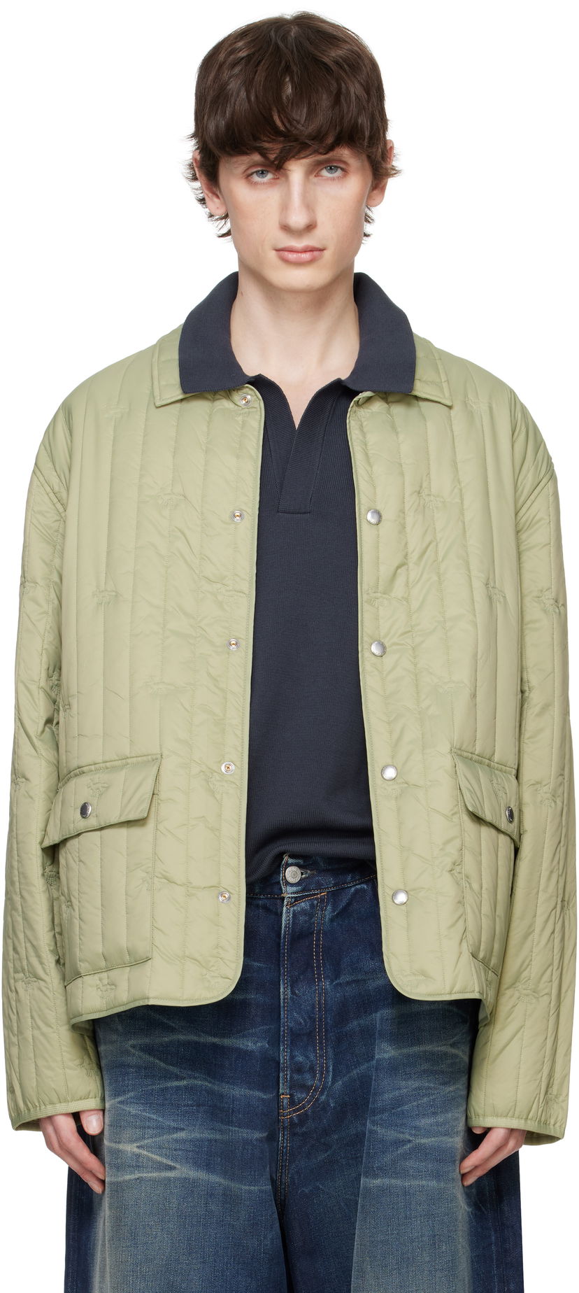 Puffer jakke MAISON KITSUNÉ Maison Kitsuné Quilted Chore Jacket Grøn | OM02114WW9047