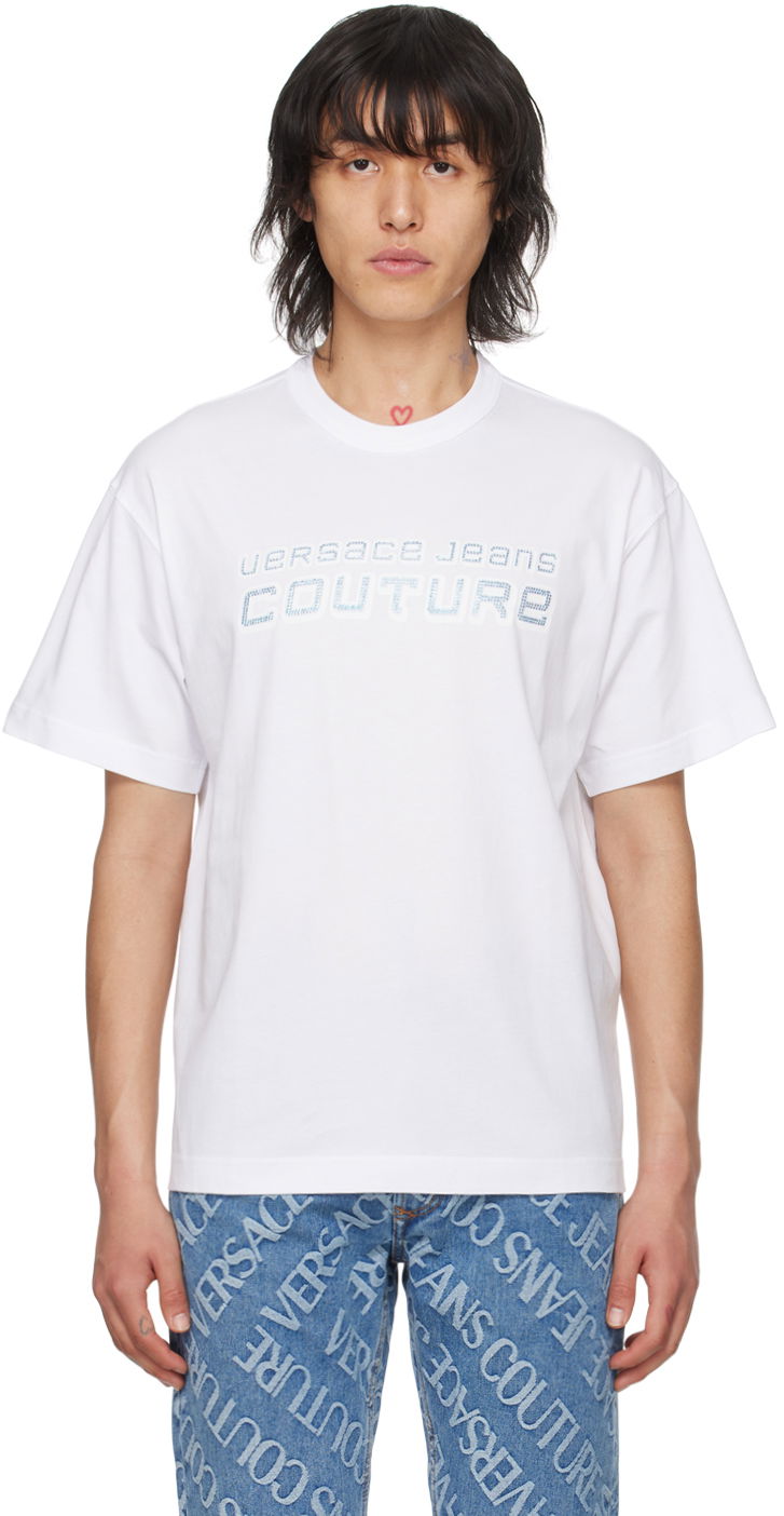 T-shirt Versace Jeans Couture Appliqué T-Shirt Hvid | E76GAHC03_ECJ01C