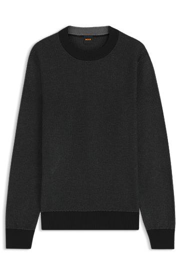 Sweater BOSS Cotton-blend sweater with two-tone structure Sort | 50548673, 0
