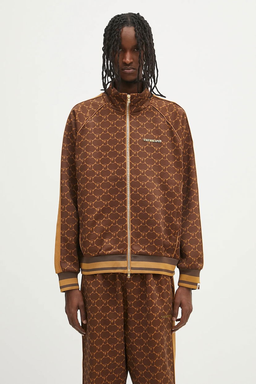 Træningsdragt BAPE A Bathing Ape College Monogram Logo Relaxed Fit Track Jacket Brun | 1L30115309