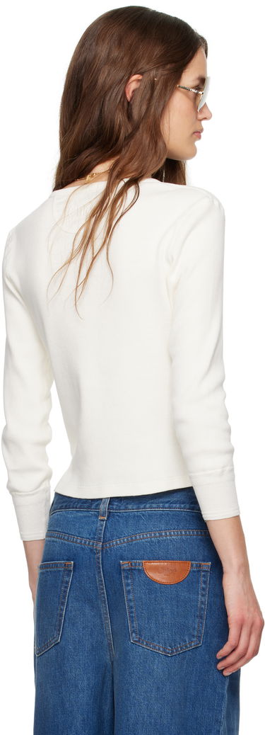 Sweater CHLOÉ Chloé Cotton Jersey Henley T-Shirt Hvid | CH25UJH14180, 2