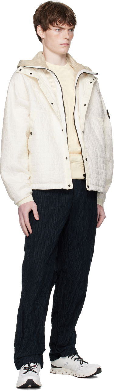 Jakke Stone Island Stone Island Quilted Crinkled Reps Hooded Jacket Hvid | K2S15 4100023 S0186, 4