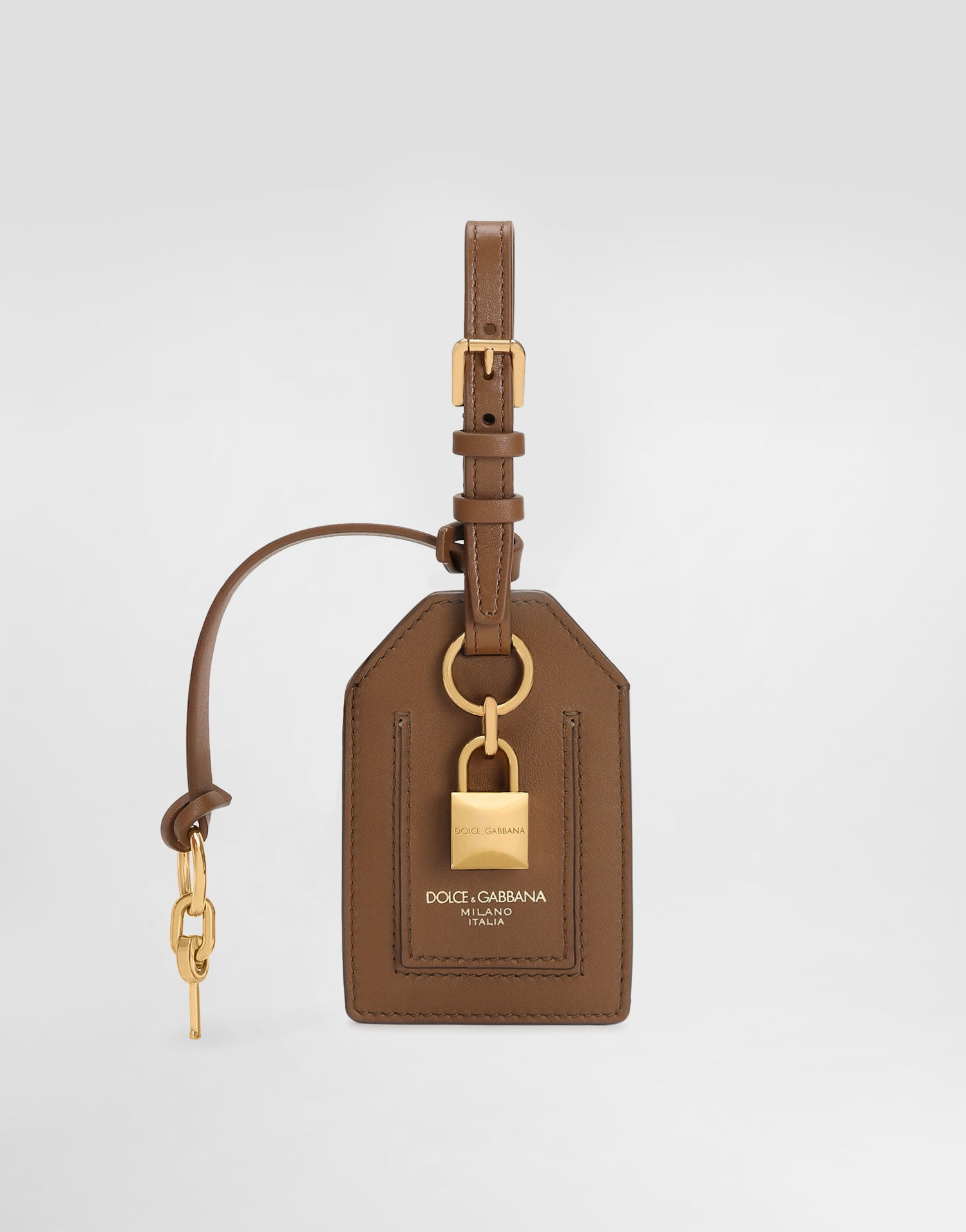 Nøgleringe Dolce & Gabbana Dolce & Gabbana Calfskin Luggage Tag with Padlock Brun | BI3417A9S258Z093, 0
