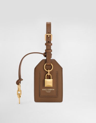 Nøgleringe Dolce & Gabbana Dolce & Gabbana Calfskin Luggage Tag with Padlock Brun | BI3417A9S258Z093, 0