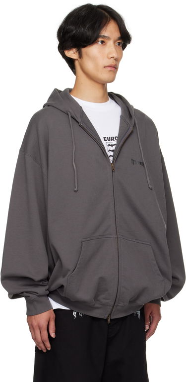Sweatshirt VETEMENTS Vetements Oversized Zip-Up Hoodie Grå | UH76ZU160M, 4