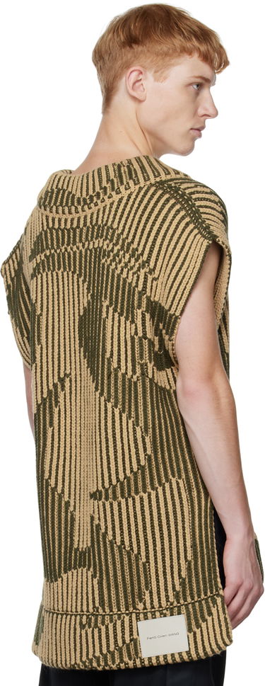 Sweater Feng Chen Wang Feng Chen Wang Jacquard Oversized V-Neck Vest Beige | FUF14KT06, 2