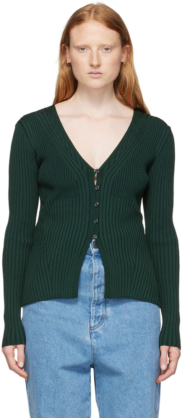 Sweater AMI Viscose Button Cardigan Grøn | FKC001.051