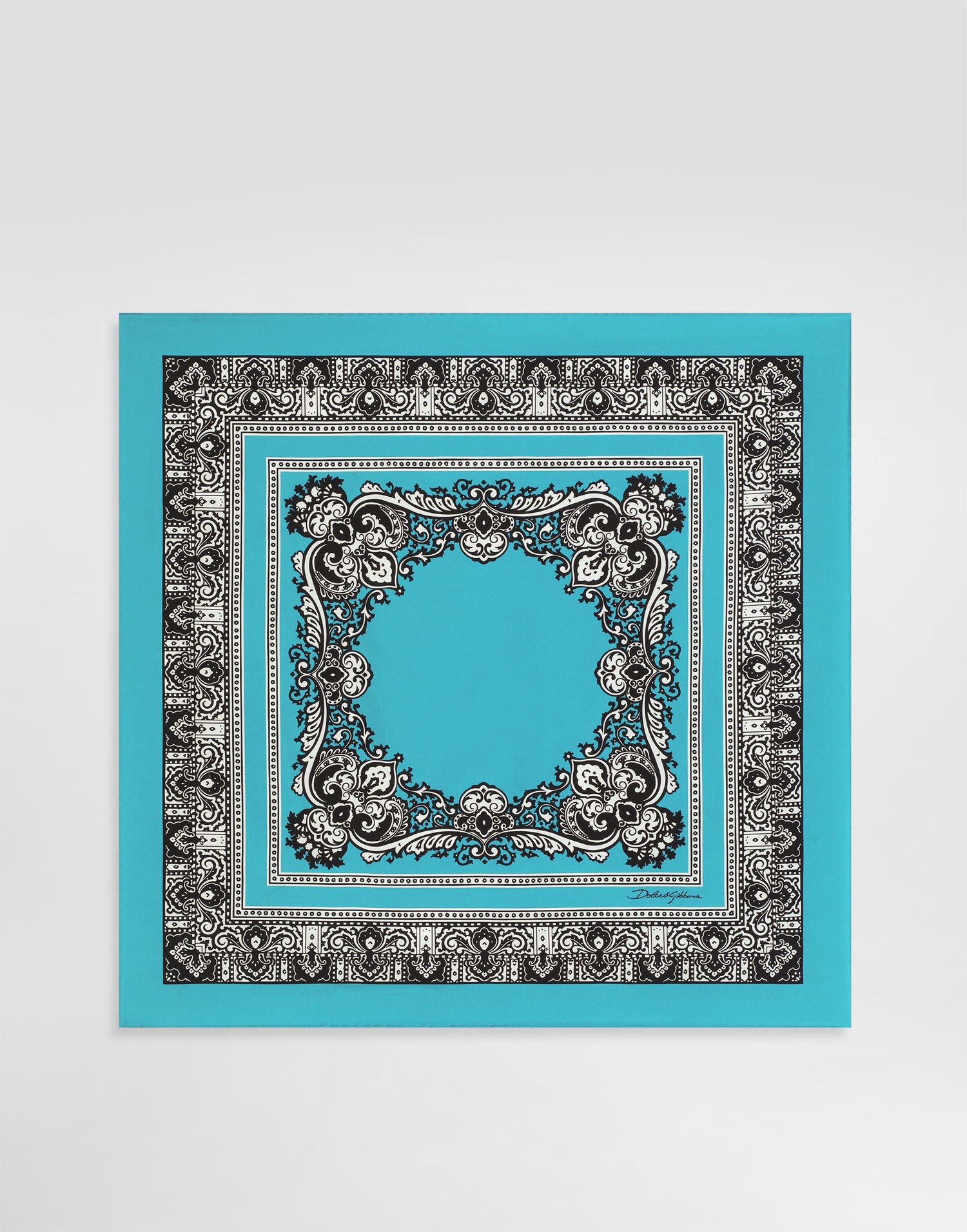 Tørklæde Dolce & Gabbana Dolce & Gabbana Silk Print Scarf Turkis | GQ348EG0TIHHT5IK, 0