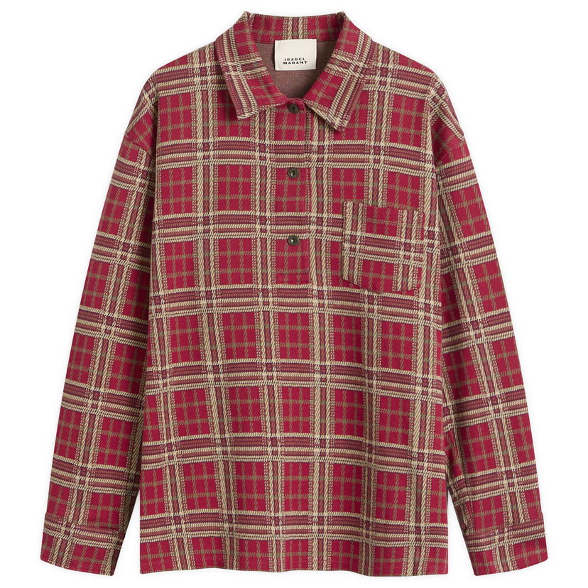 Skjorte ISABEL MARANT Isabel Marant Bruna Check Shirt, Size Medium Rød | 25HCH0261FA-C4K01I-70RD
