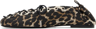 Tøj GANNI GANNI Printed Denim Lace-Up Ballerina Flats Brun | S2961, 2