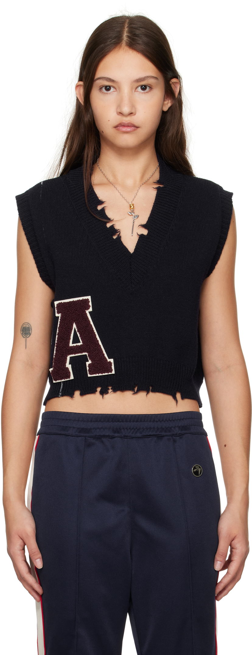Sweater Ambush Destroyed Rib Knit Vest Sort | BWHZ002F24KNI0014628