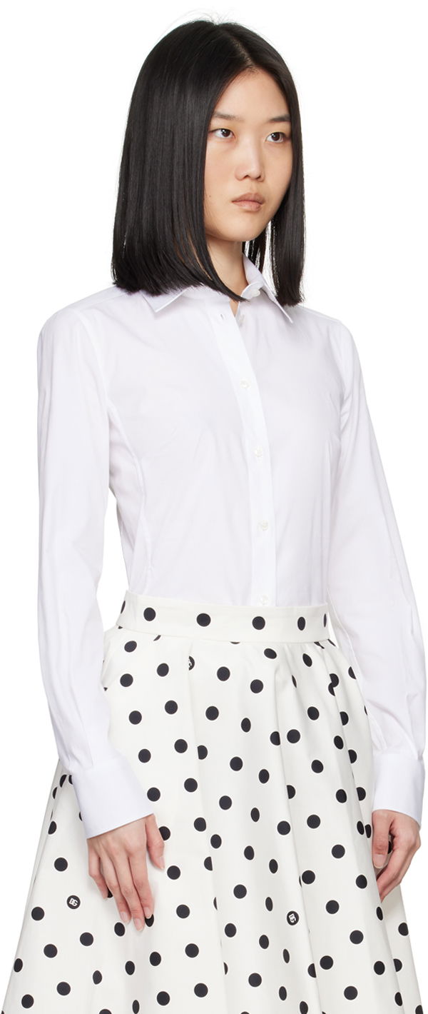 Skjorte Dolce & Gabbana White Spread Collar Shirt Hvid | F5G19T FUEEE, 1