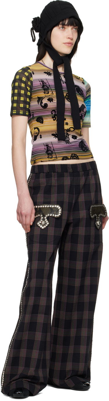 Bukser Chopova Lowena Chopova Lowena Annex Plaid Trousers with Mushroom Appliqué Sort | 4099, 3
