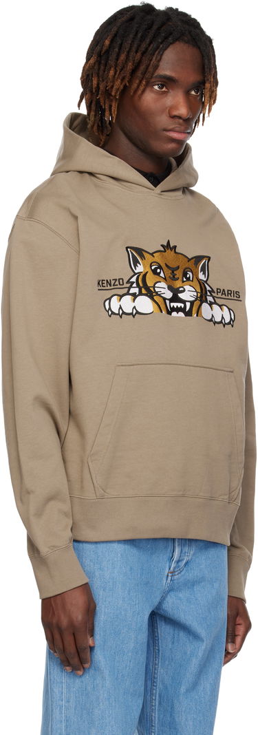 Sweatshirt KENZO Happy Tiger Embroidered Hoodie Sort | FF55SW2644MF, 4