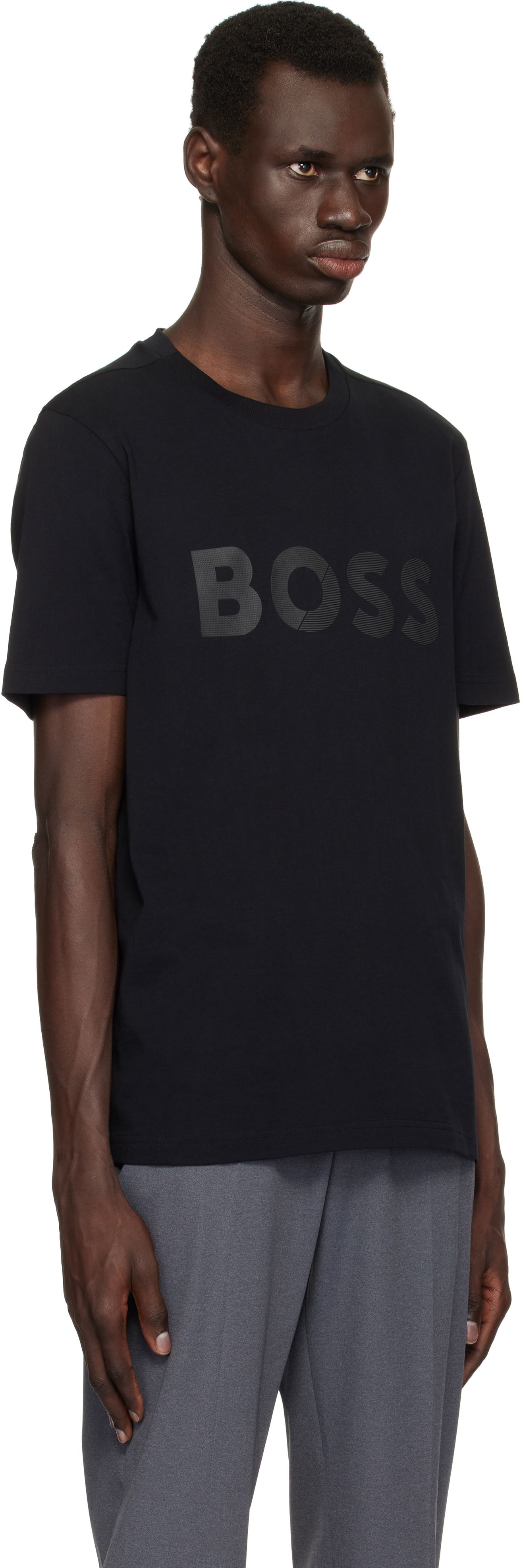 T-shirt BOSS Cotton-Jersey Large Logo T-Shirt Sort | 50530990, 1