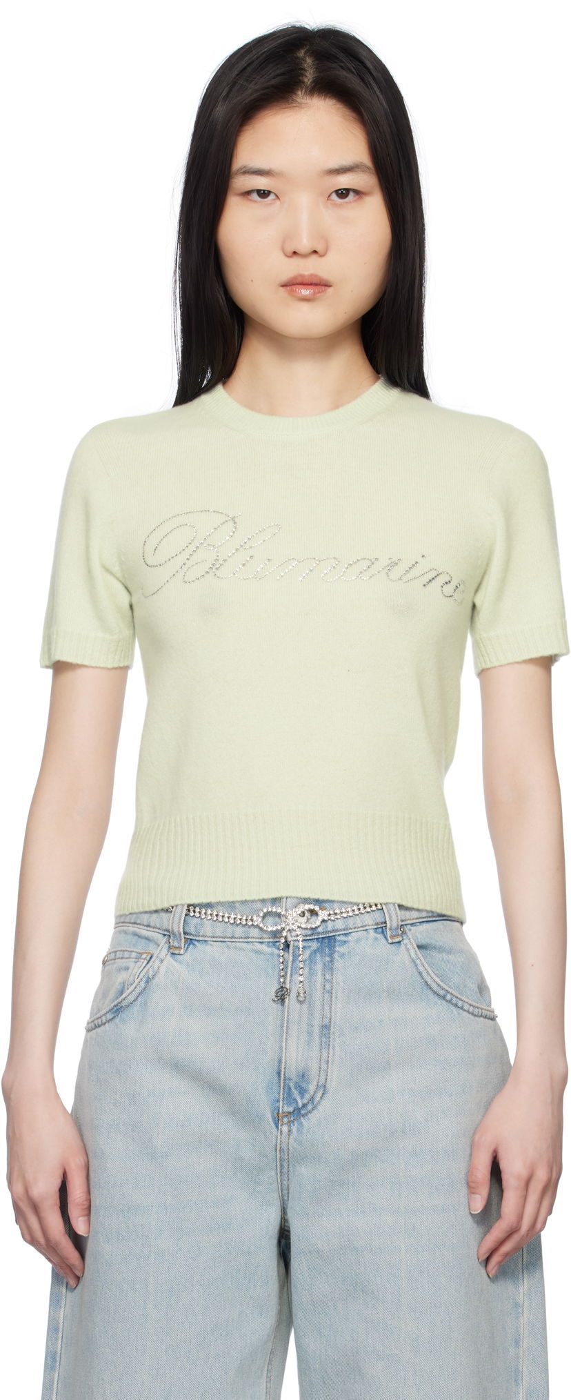 Sweater Blumarine Blumarine Cashmere Cropped Sweater Grøn | P522M548A