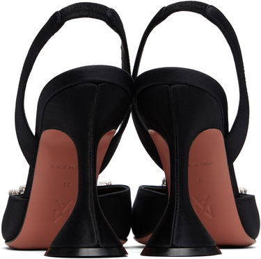 Sneakers og sko Amina Muaddi Amina Muaddi Begum Slingback Heels Sort | BEGUM SLING SATIN, 1