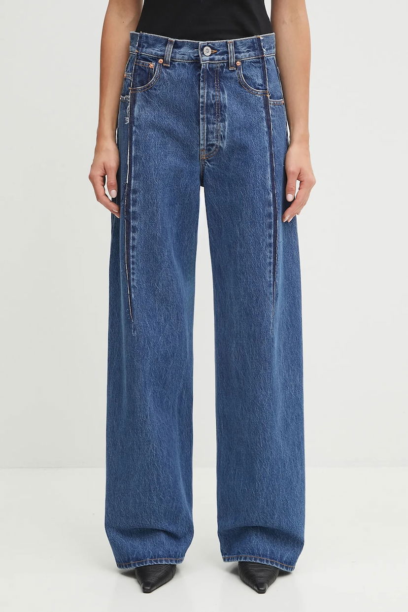 Jeans VETEMENTS VETEMENTS Cut Reconstructed High-Waisted Wide-Leg Jeans Blå | UH76DP460MB3