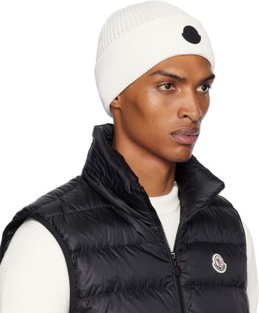 Beanie Moncler Moncler Logo Cotton Beanie Hvid | K20913B00032M1367, 1