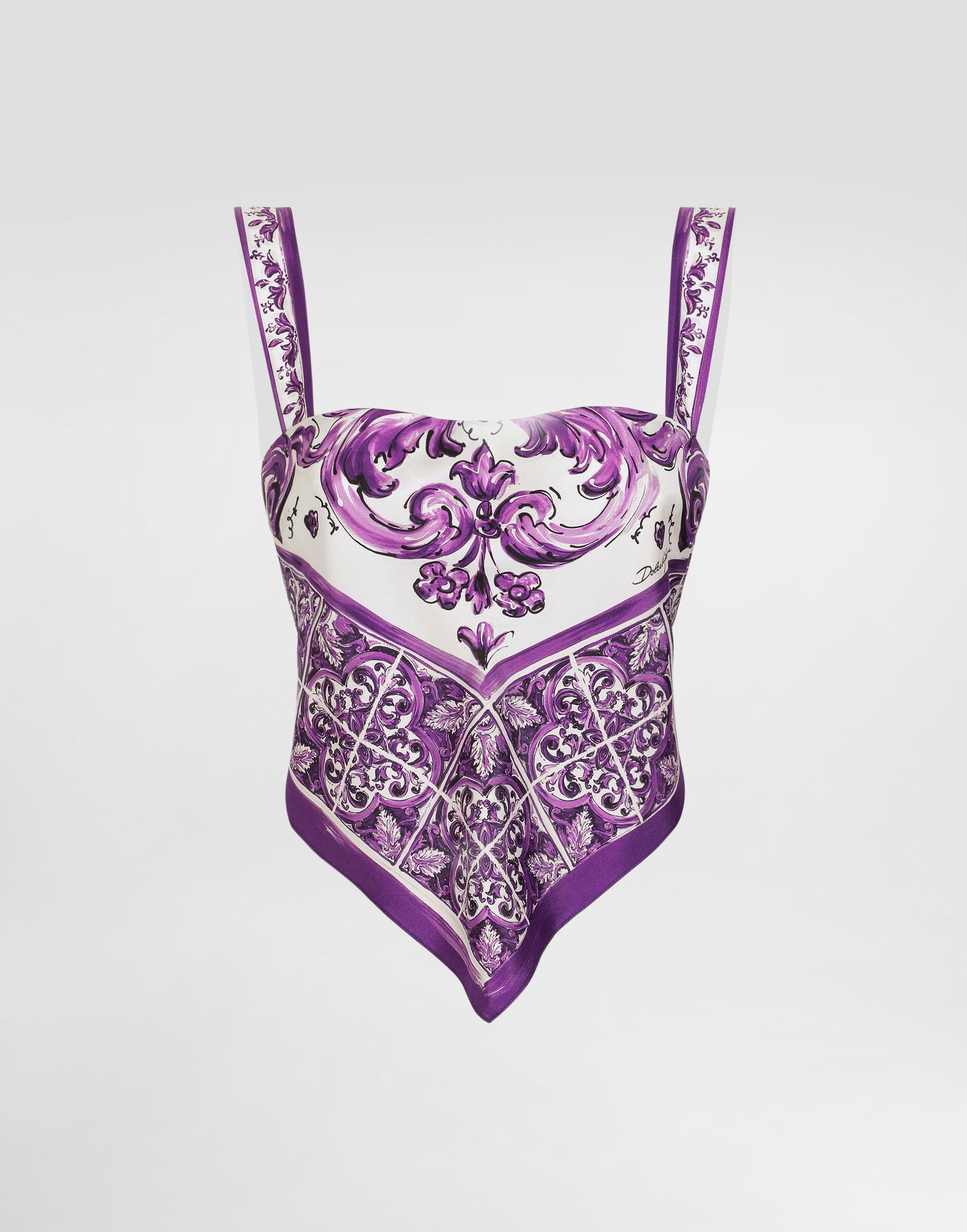 Tanktop Dolce & Gabbana Dolce & Gabbana Majolica-Print Silk Cami Top Lilla | F7BB0THI1T1HP5DQ, 0