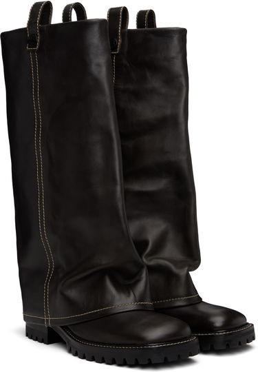 Trenchcoat Acne Studios Acne Studios Leather Slouch Boots Sort | BD0339-, 3