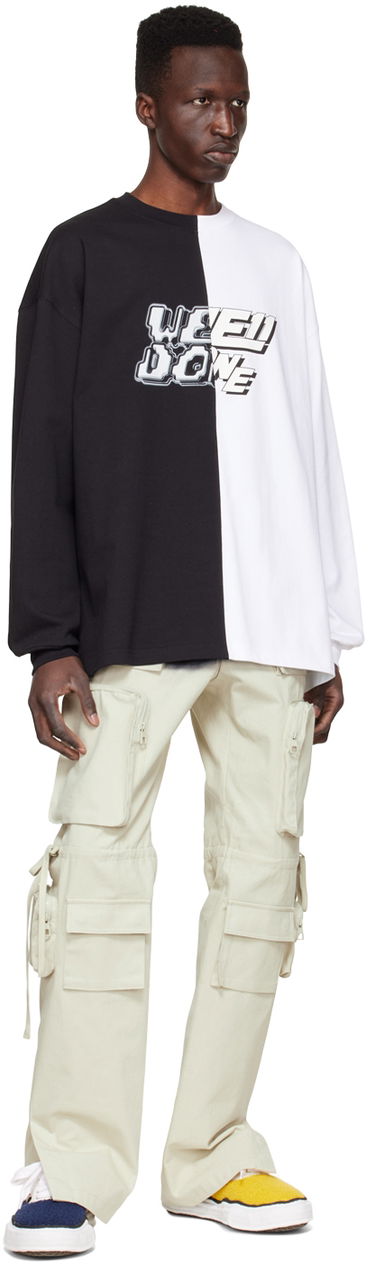 Sweatshirt We11done We11done Half & Half Logo Long Sleeve T-Shirt Flerfarvet | WD-TT1-22-557-U-BW, 3