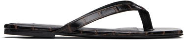 Tøj TOTEME TOTEME Croco-Embossed Flip-Flops Sort | 252-WAS4557-LE0076, 0