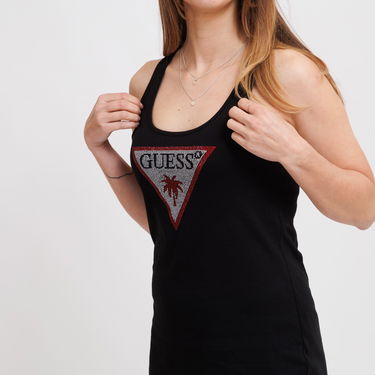 Kjole GUESS Guess Rhinestone Triangle Logo Tank Mini Dress Sort | E5GP01I3Z14-JBLK, 2