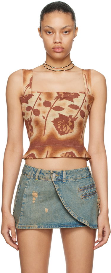 Tanktop Miaou Miaou Imogene Rose Print Tank Top Brun | 7023WOSSRO, 0